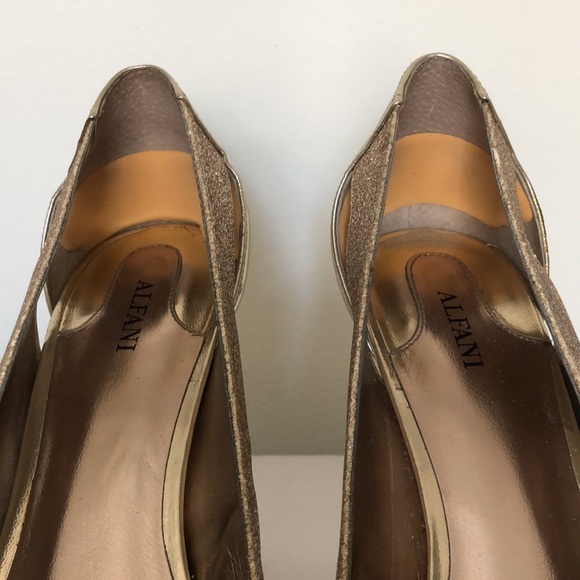 Alfani Fairfax Gold Glitter Platform Open Toe Heels - Picture 9 of 15